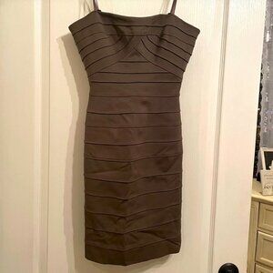 Bcbgmaxazria Misty Morning Gray Strapless Dress